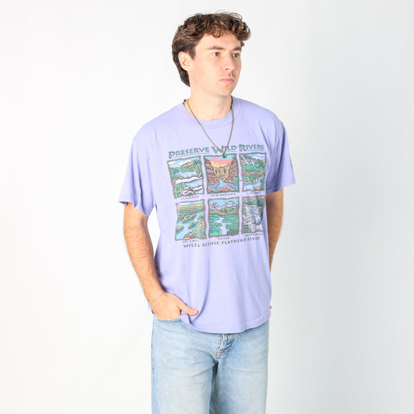 Purple 90s Harbourside Graphics T-Shirt (XL)